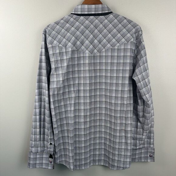 English Hero  Men’s Large Shirt Another Tricky Day Gray Button Up Geometric Rock - Picture 9 of 11